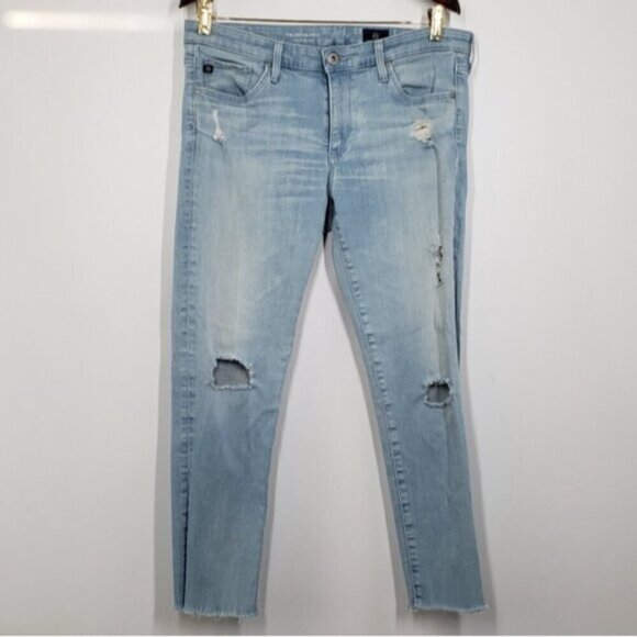 AG Adriano Goldschmied Legging Ankle Jeans Light Wash Size 30 Distressed - Picture 3 of 14